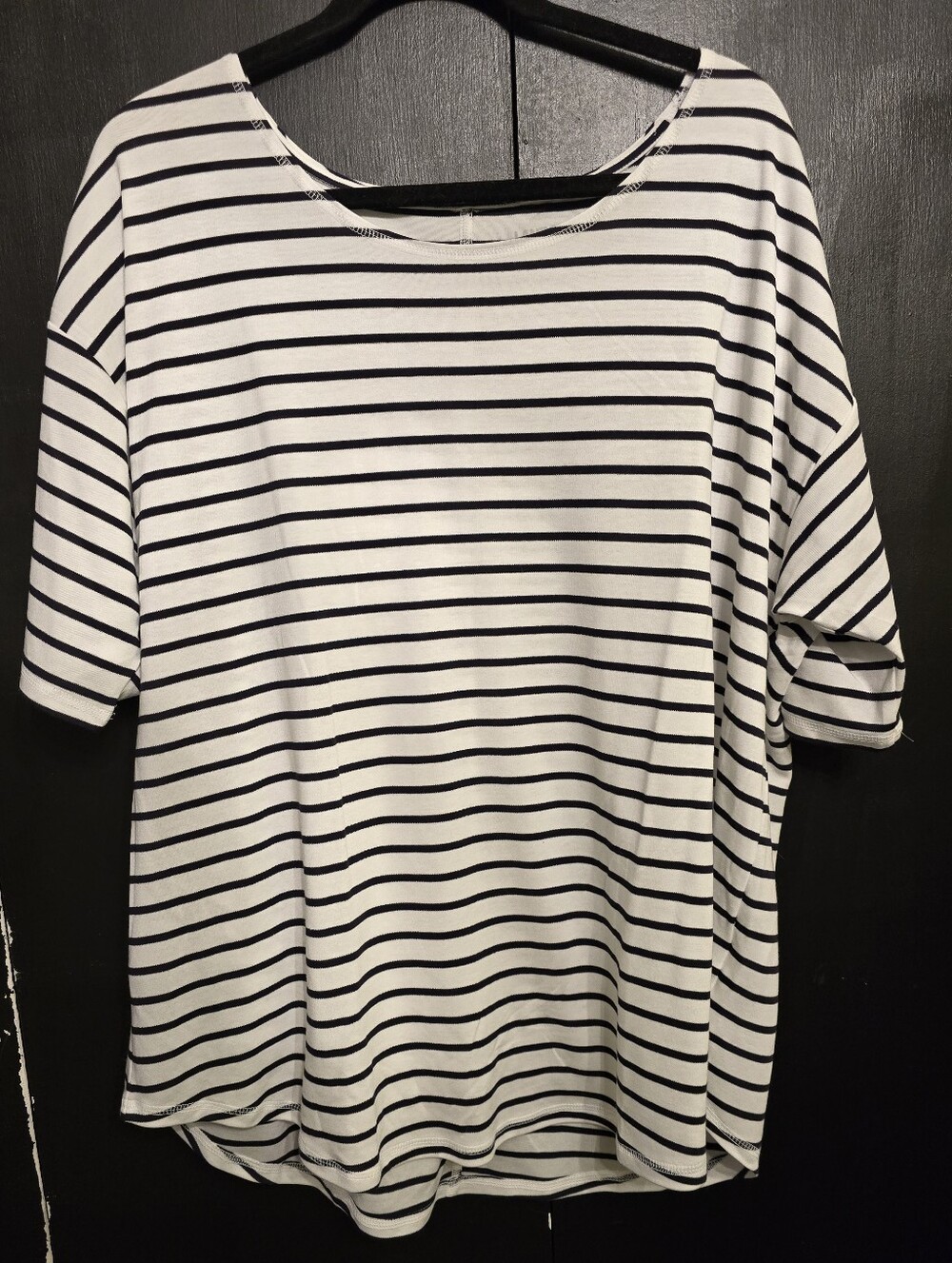 Lands' End Supima Cotton White With Navy Stripes Tee Shirt Size 2x NWOT